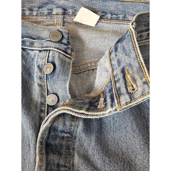 Levis 501 Vintage Denim Blue Jeans Button Fly Red Tab Mexico 35/30 Light Wash - Picture 6 of 13